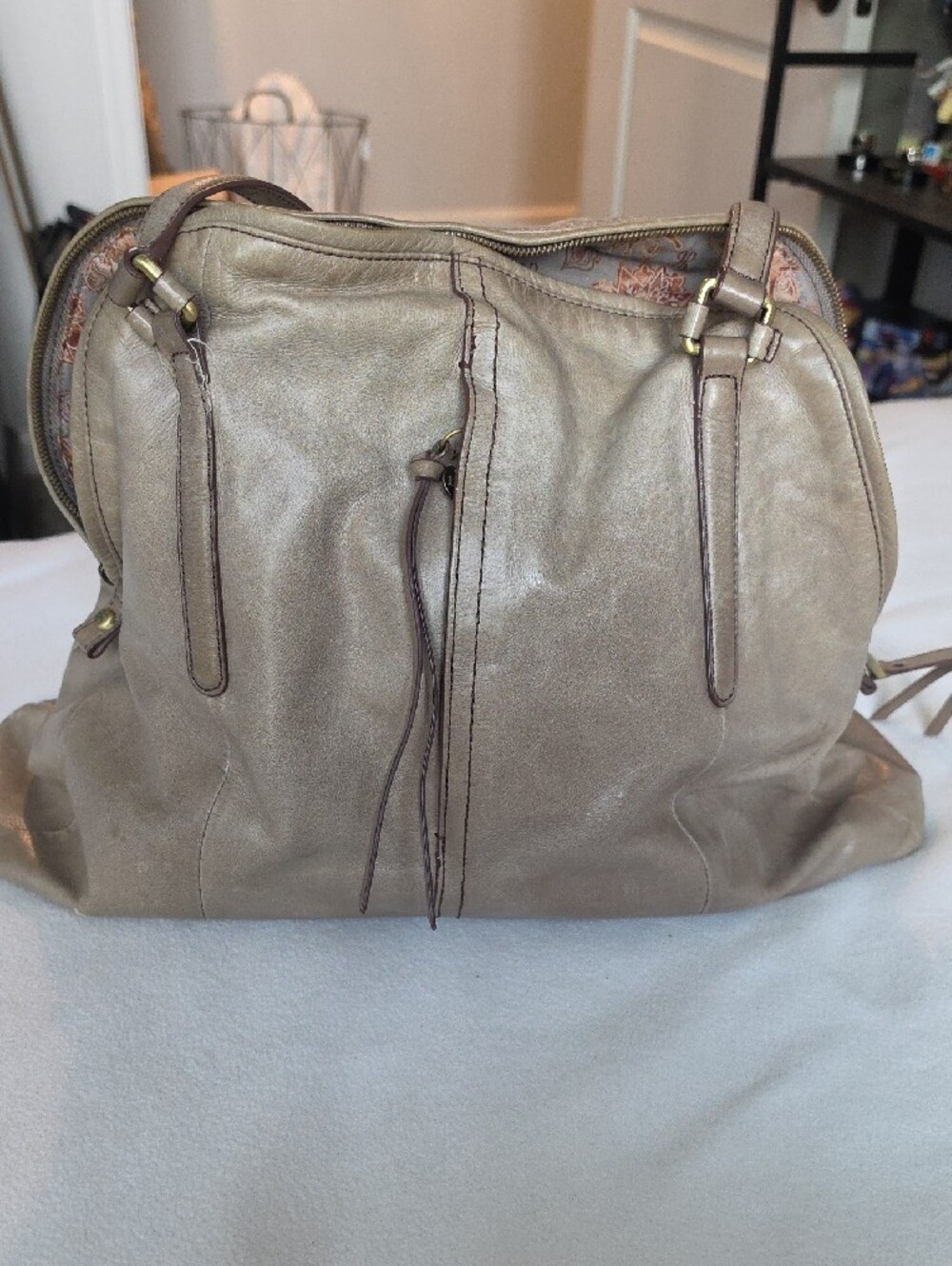 Hobo Womens Taupe Leather Tote Bag